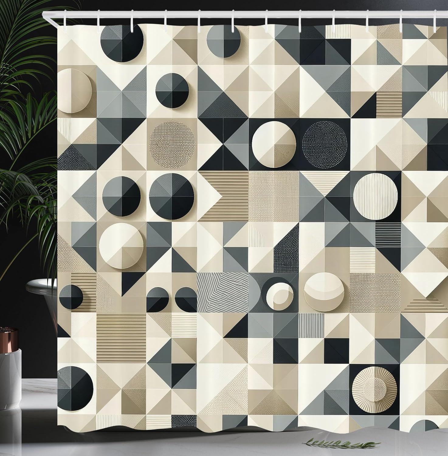 Ambesonne Geometric Shower Curtain Set with Hooks 69x70