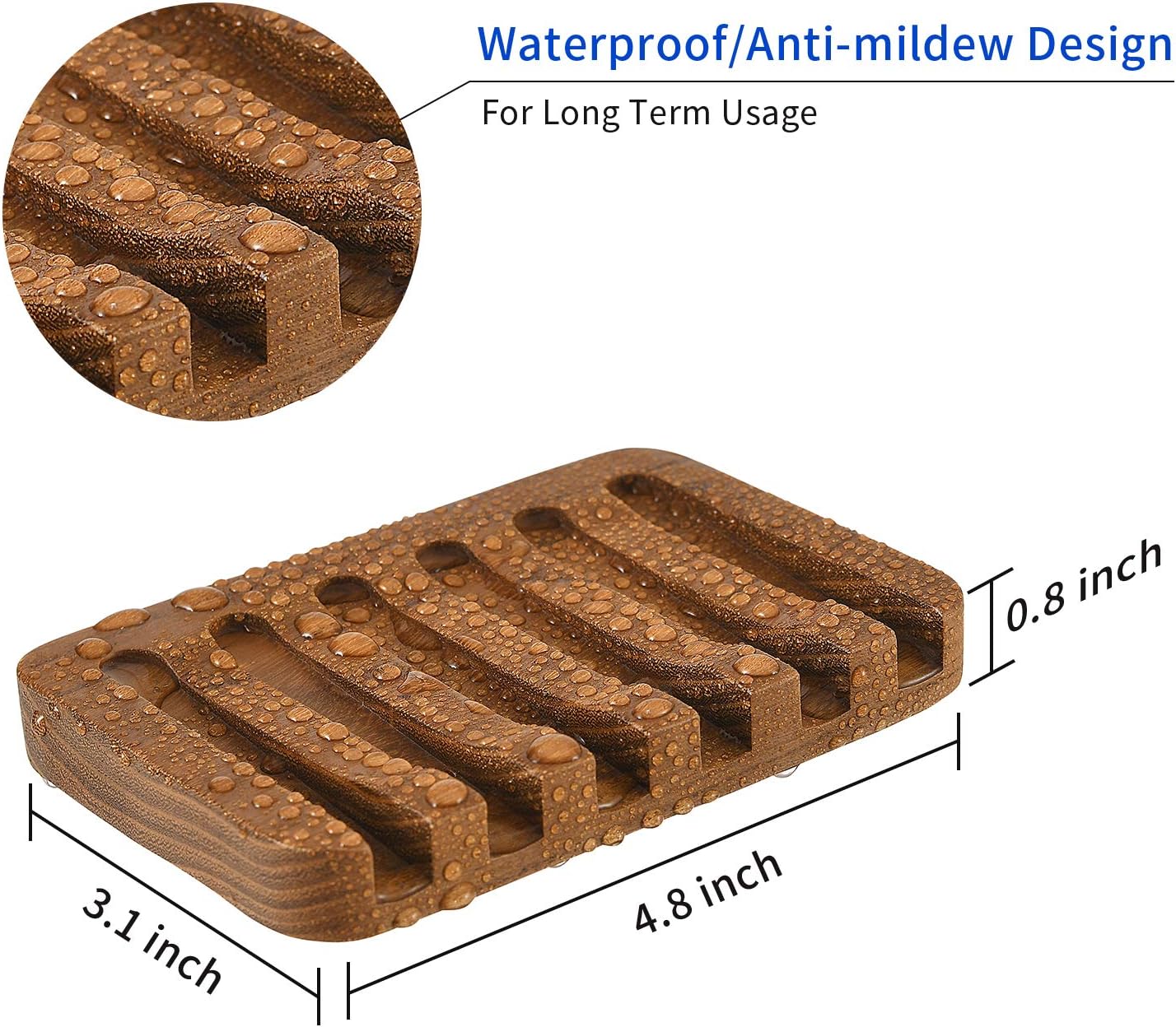 SUBEKYU Wooden Soap Dish with Self Draining Tray 1