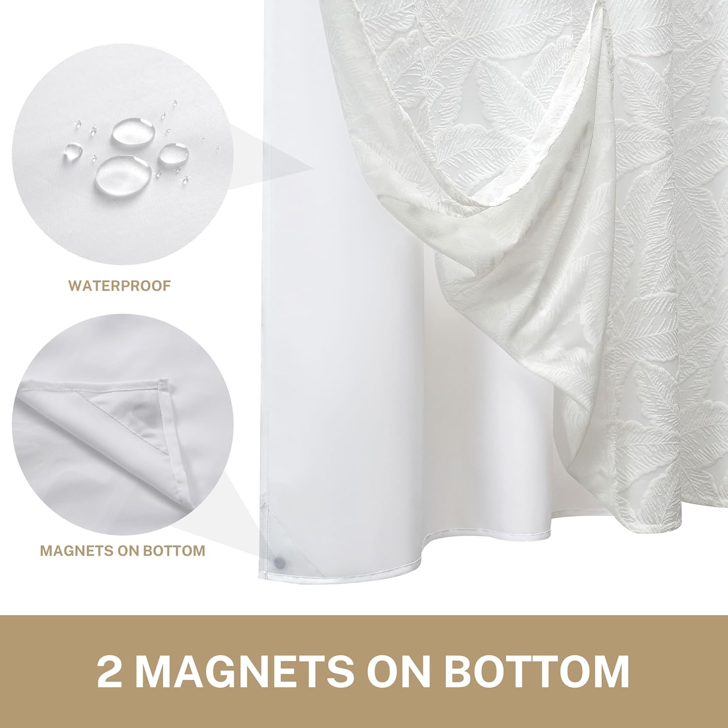 Lameirose Boho Shower Curtain with Snap Liner and Sheer Window