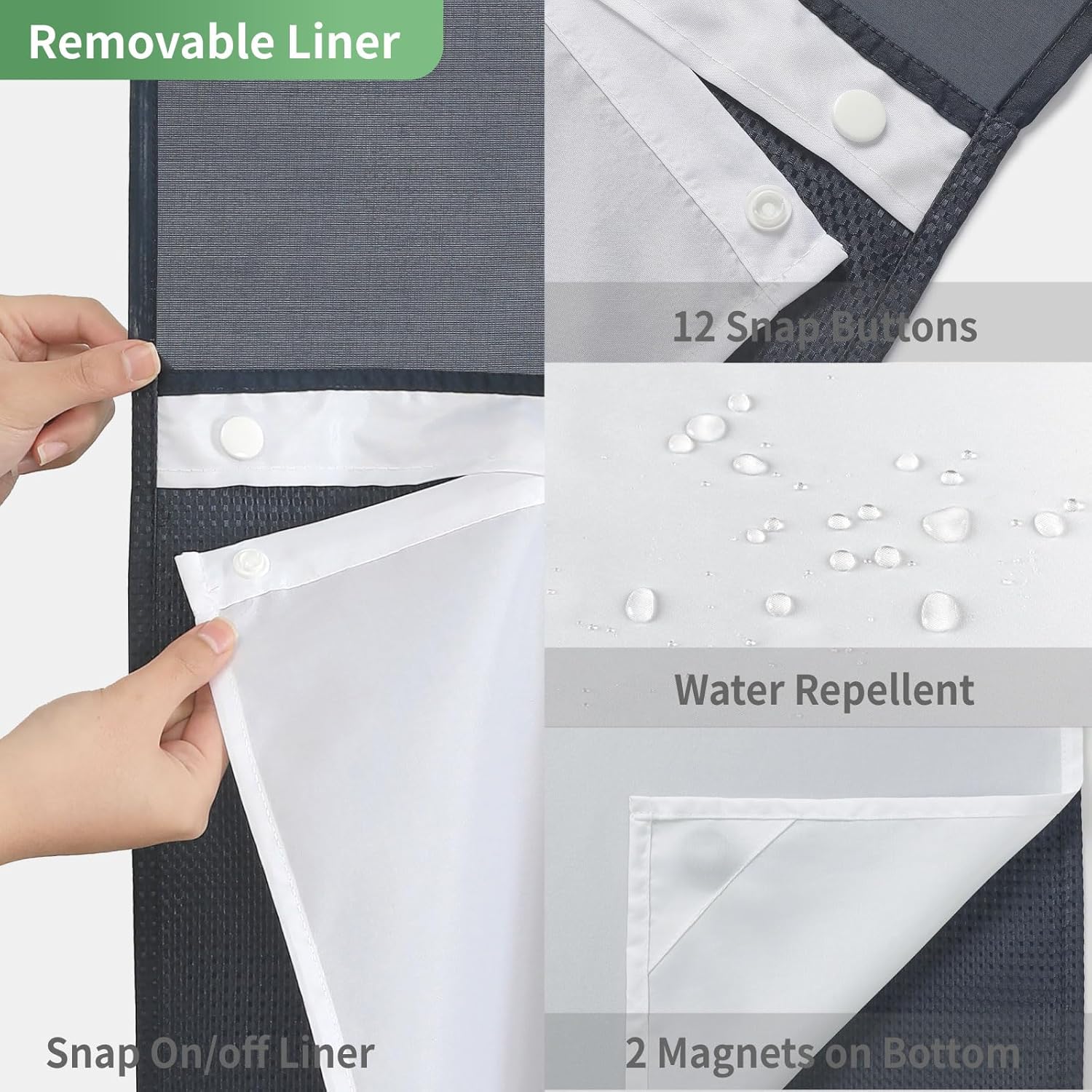 Eachope Stall No Hook Shower Curtain Set Navy Waffle Weave