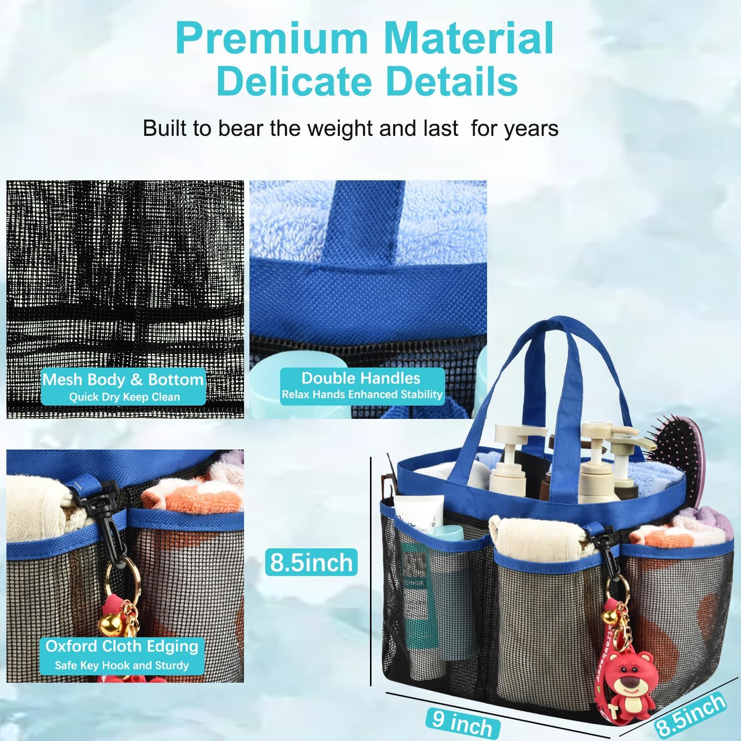 Haundry Mesh Shower Caddy Tote - Large Dorm Organizer