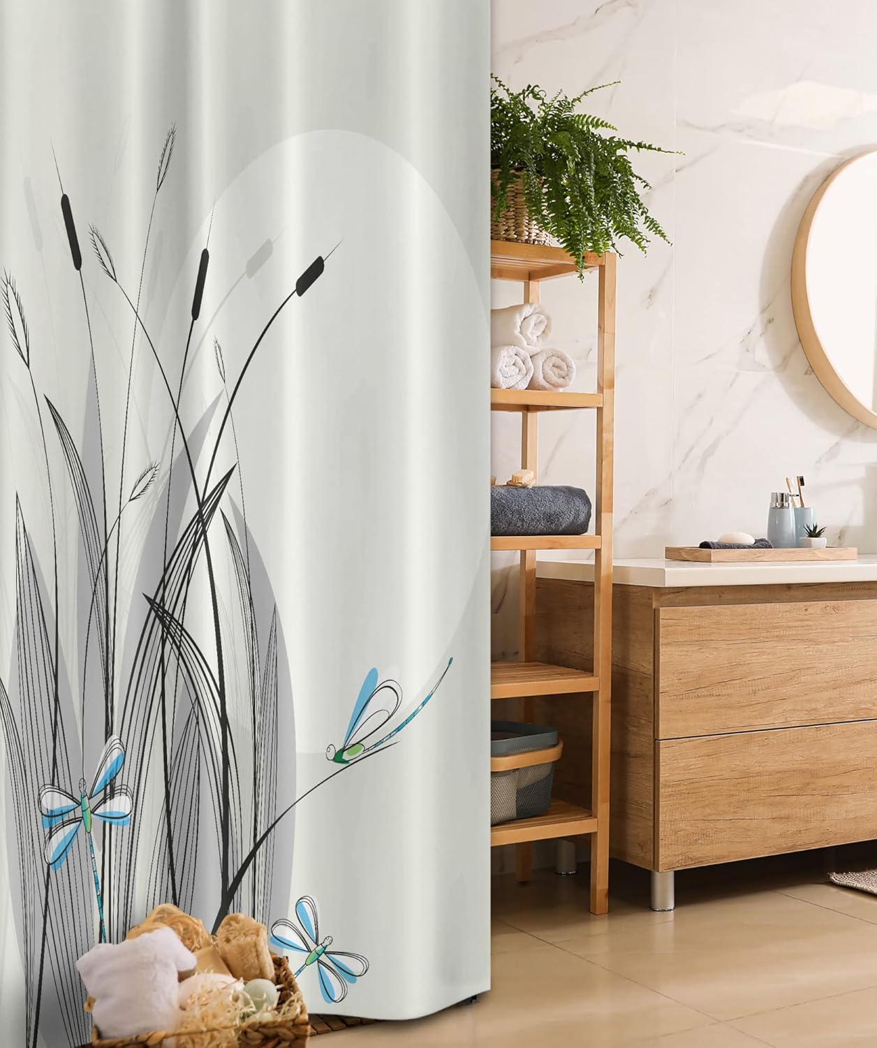 Ambesonne Dragonfly Stall Shower Curtain Set with Hooks