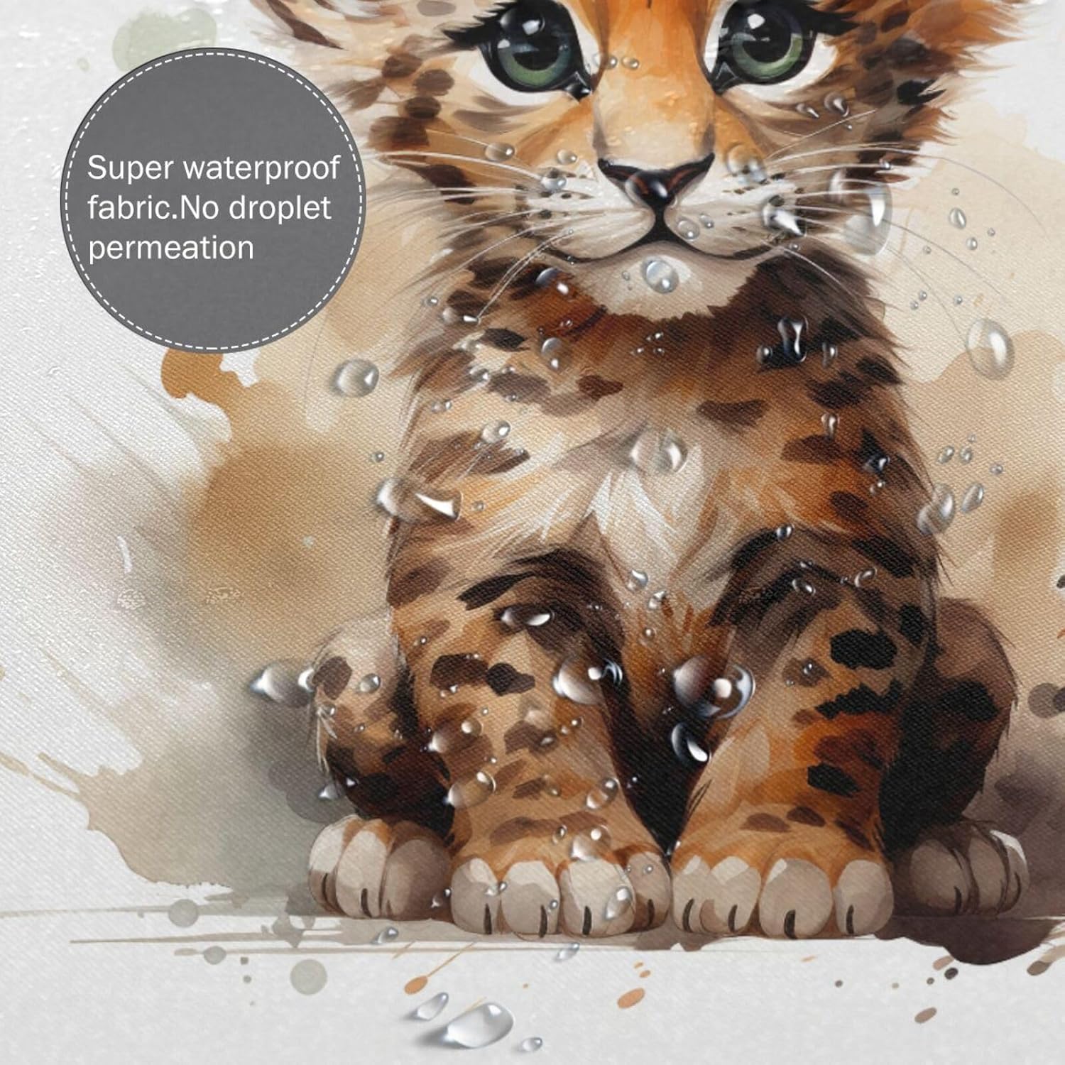 Baby Leopard Shower Curtain Set with 12 Hooks 72x72in