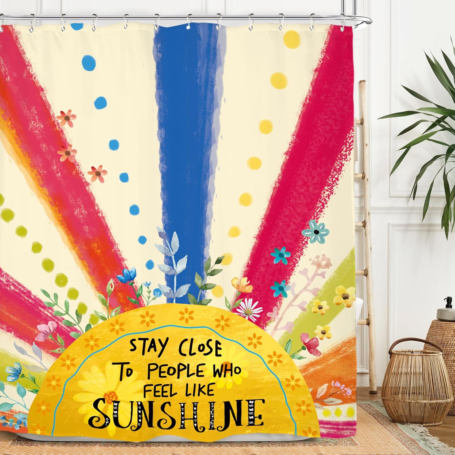 Miyotaa Vibrant Sun Kids Shower Curtain Set