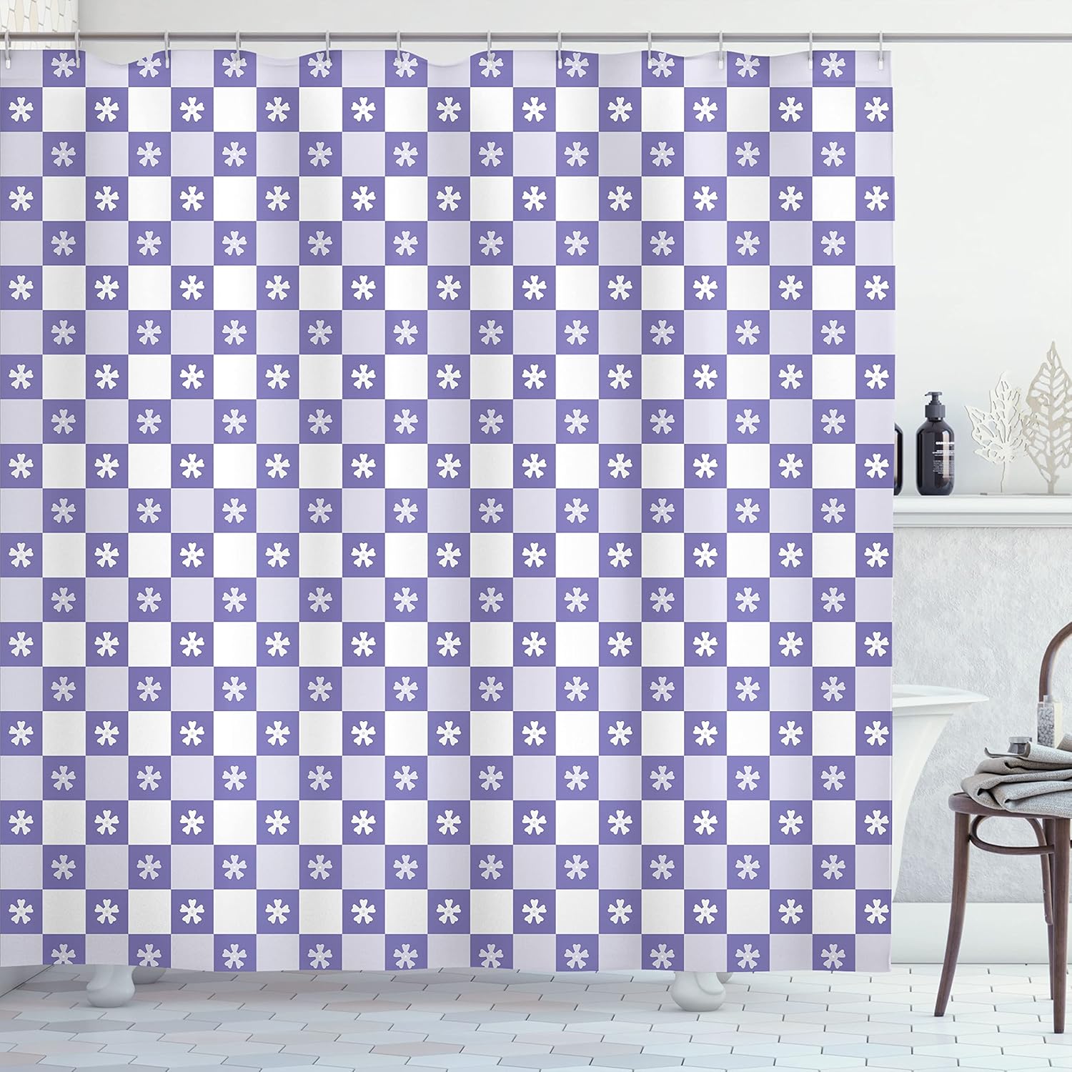 Ambesonne Floral Shower Curtain Set 69x70 Pastel Purple