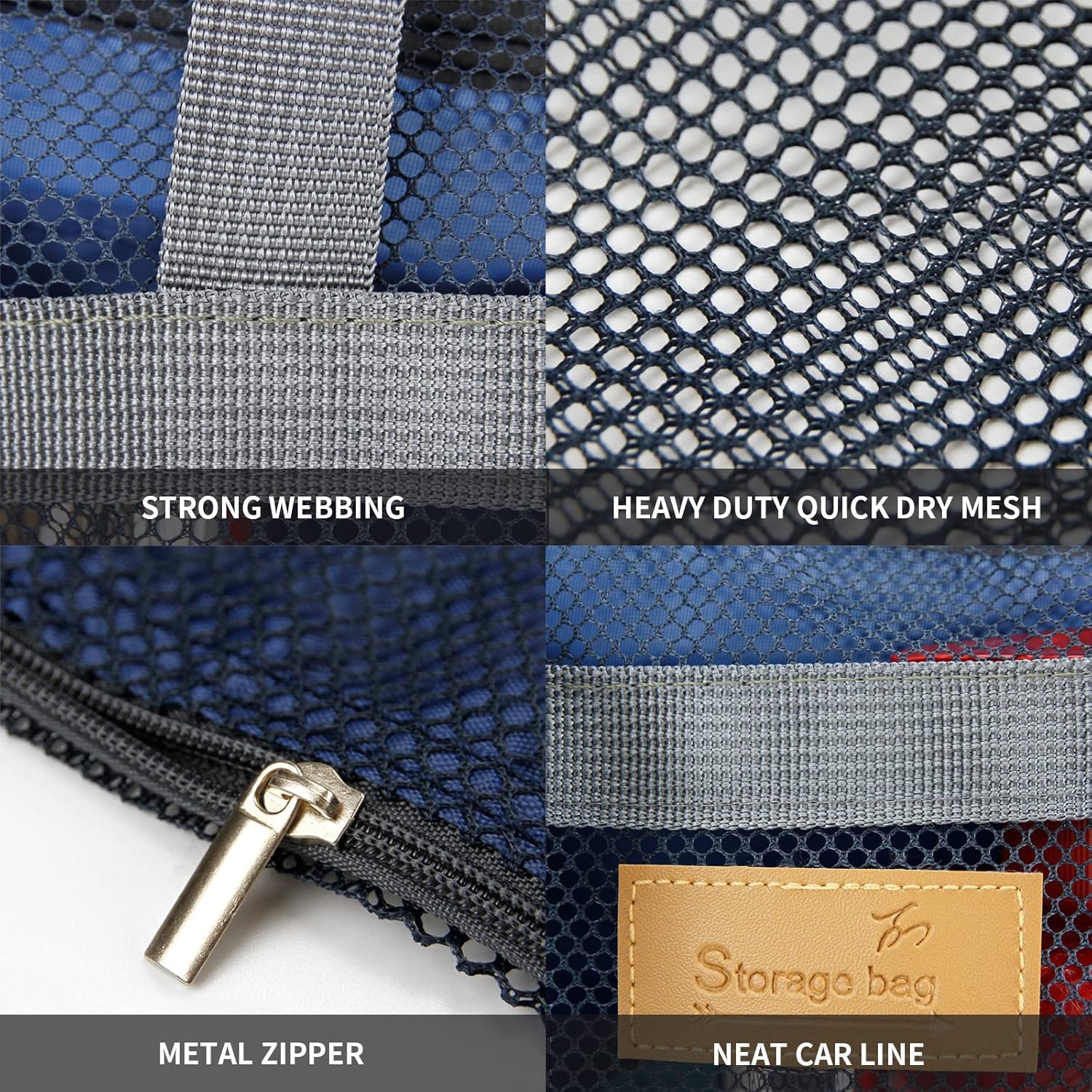 Mesh Shower Caddy Bag with Zipper for Travel and Gym