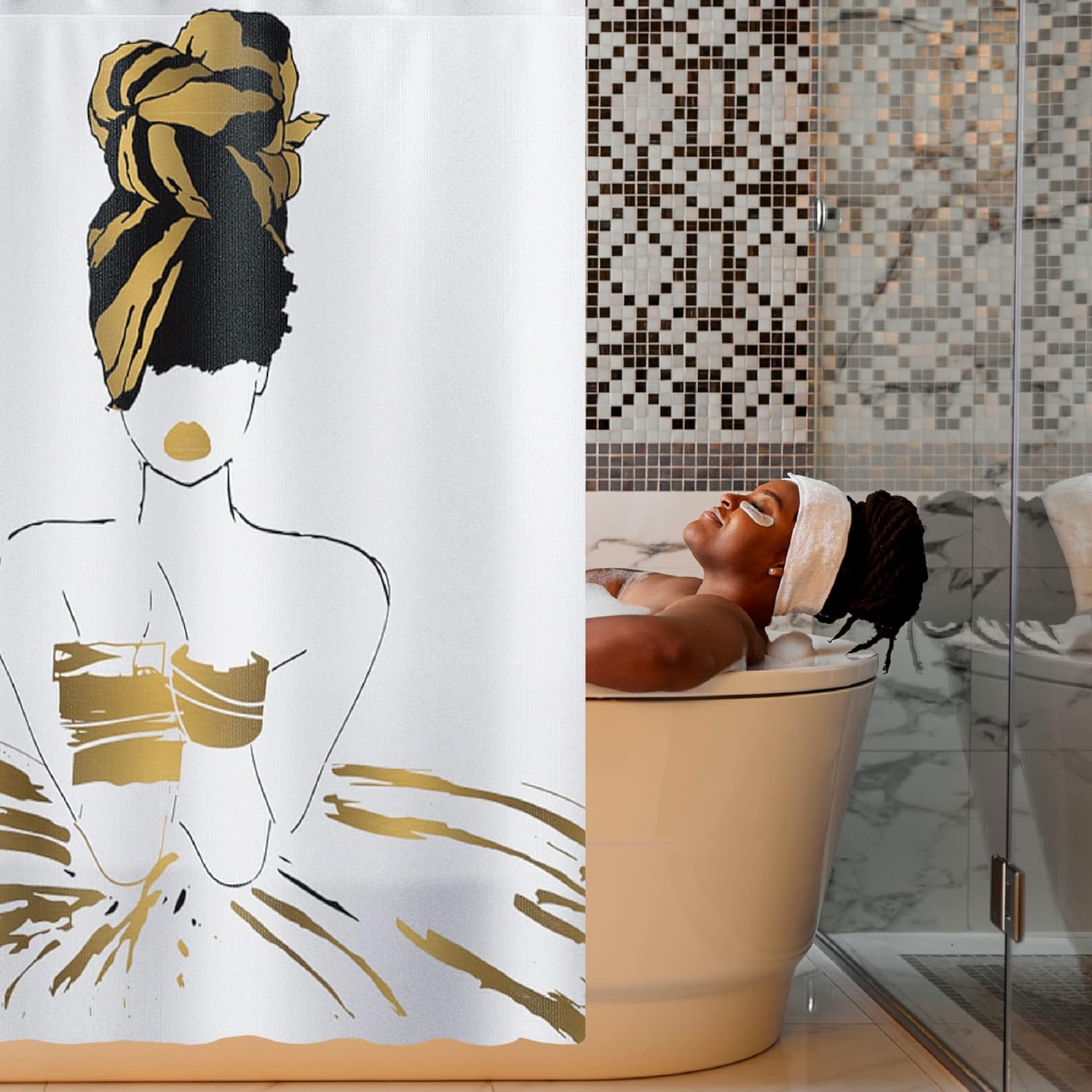 Pardon My Fro Harmony Shower Curtain - 71x71 Inch Waterproof Chic Print