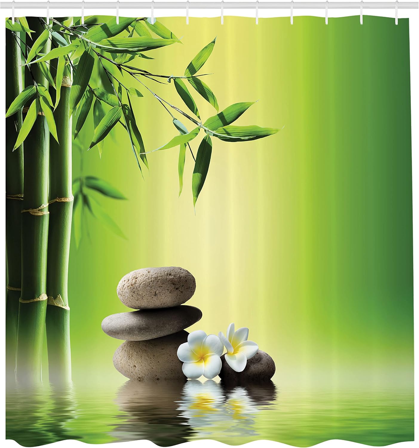 Ambesonne Spa Themed Shower Curtain Set - 69 x 84 Yellow Green