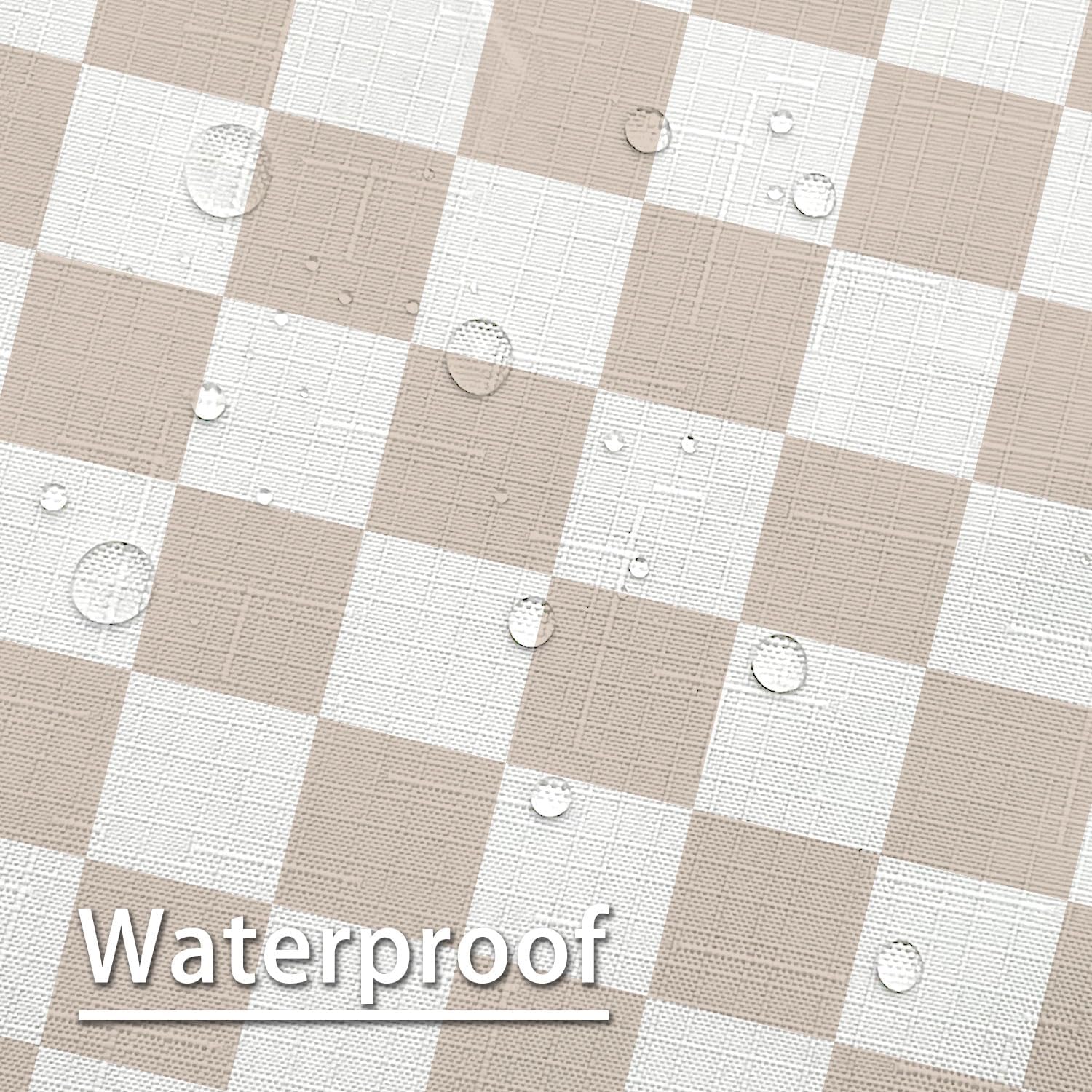 Tititex Aesthetic Checkerboard Faux Linen Shower Curtain 71x71 Inch with 12 Hooks