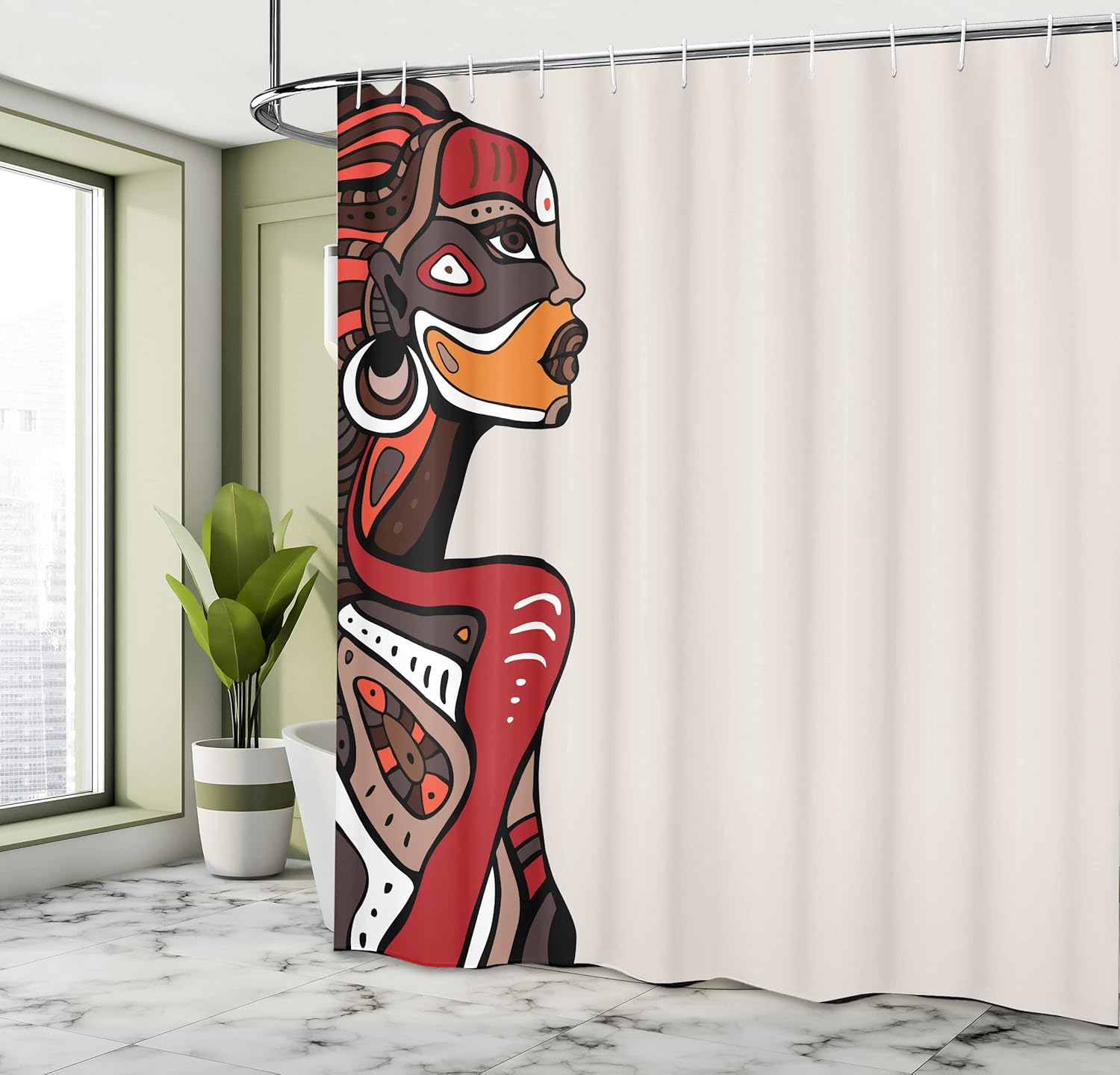 Ambesonne African Shower Curtain with 12 Hooks 69 x 70