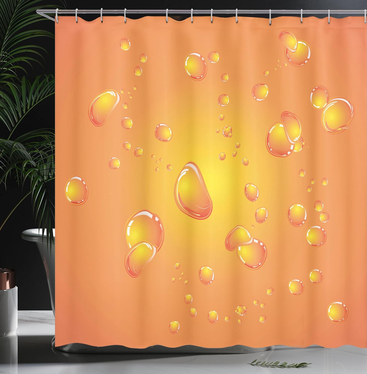 Ambesonne Burnt Orange Shower Curtain Set with Hooks