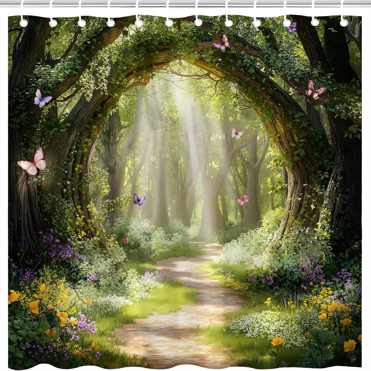 Green Enchanted Forest Shower Curtain 70X70 Inch