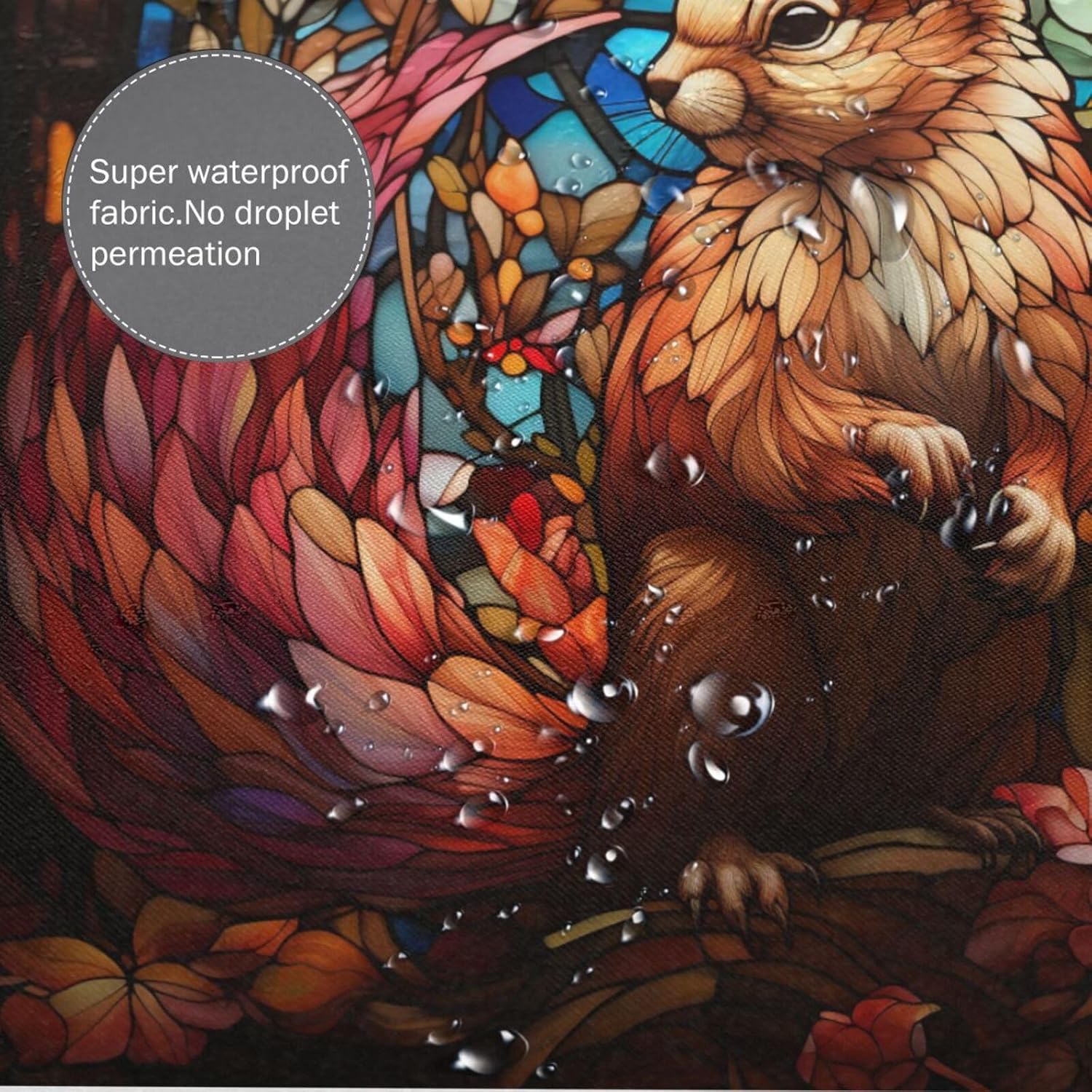 DAOWANGZUO Squirrel Shower Curtain Set with 12 Hooks 72x72in