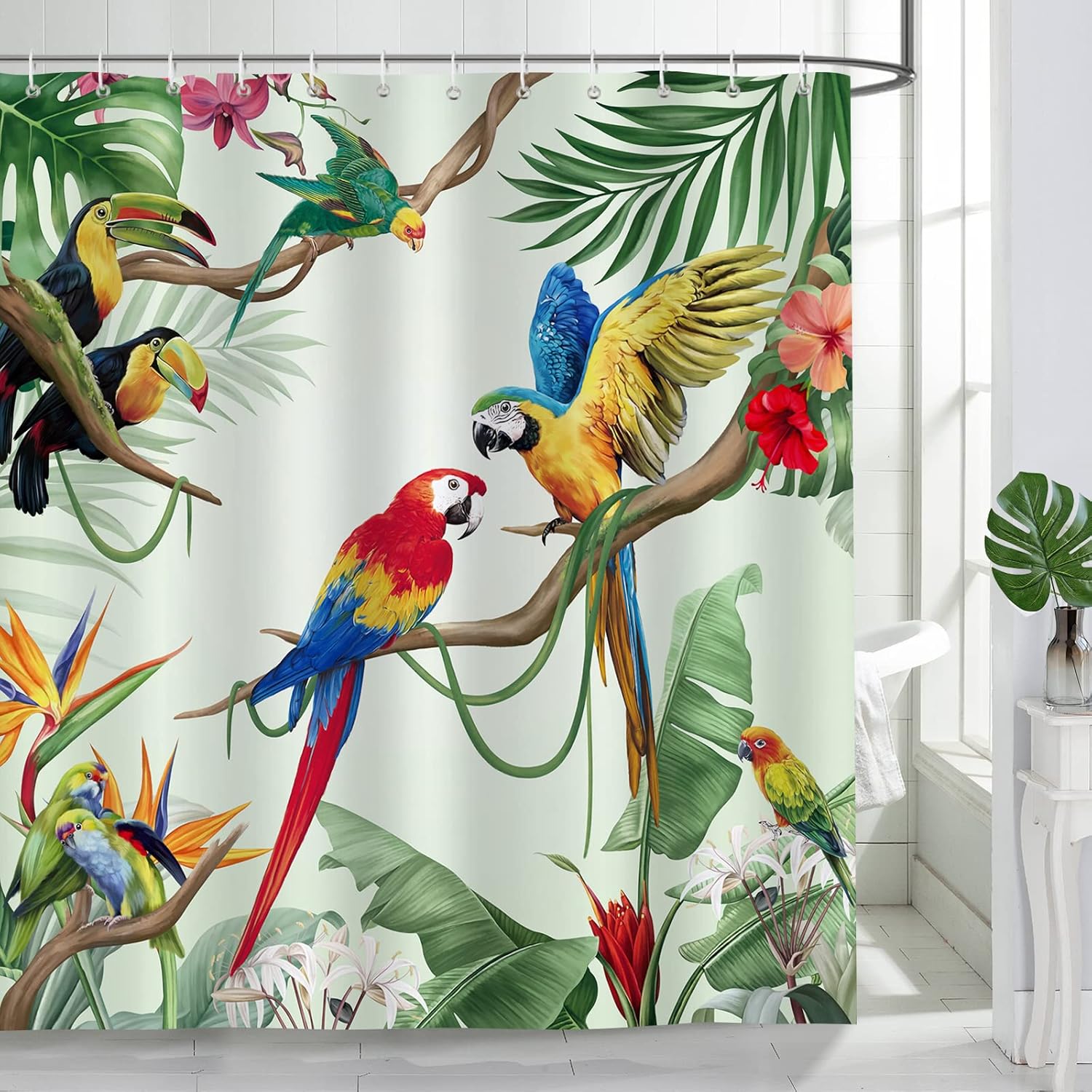 Bonhause Tropical Bird Shower Curtain 72x72 Inch