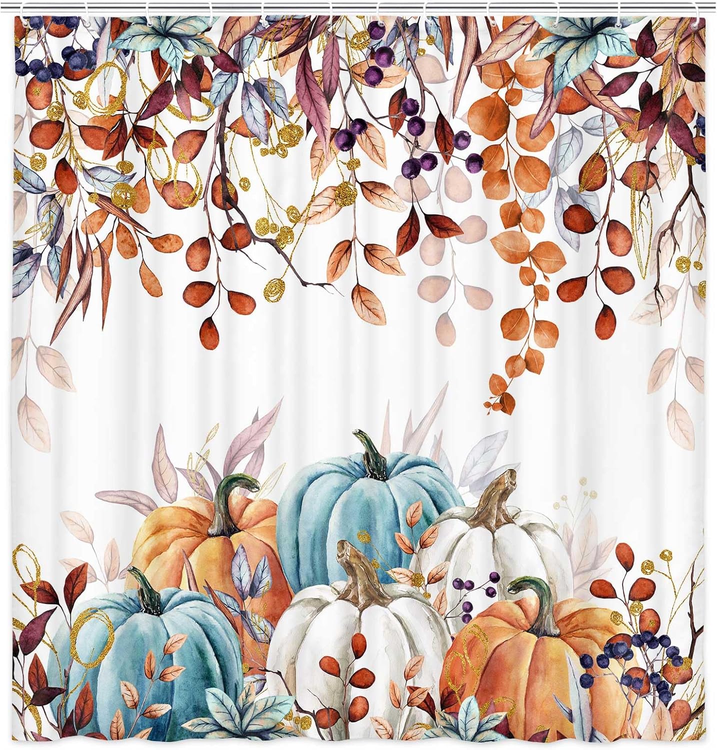 Fall Harvest Thanksgiving Pumpkin Shower Curtain 72x72in