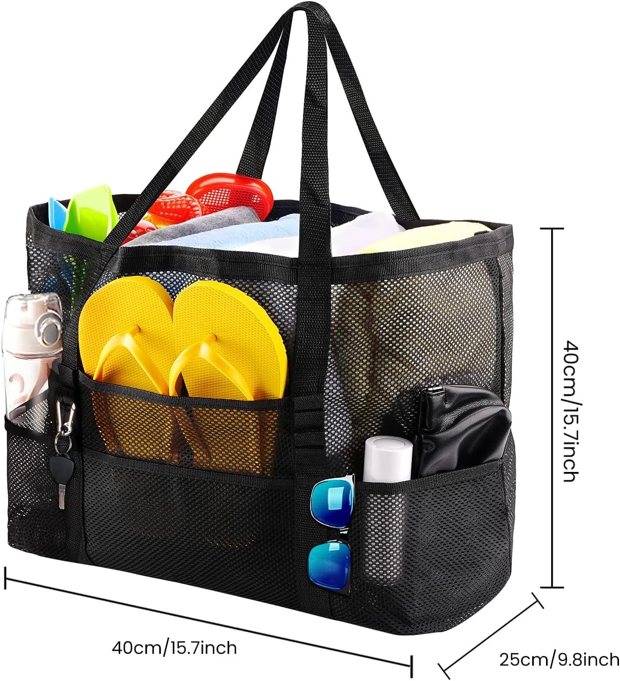 Pebipoo Mesh Shower Caddy Bag with 7 Pockets - Black