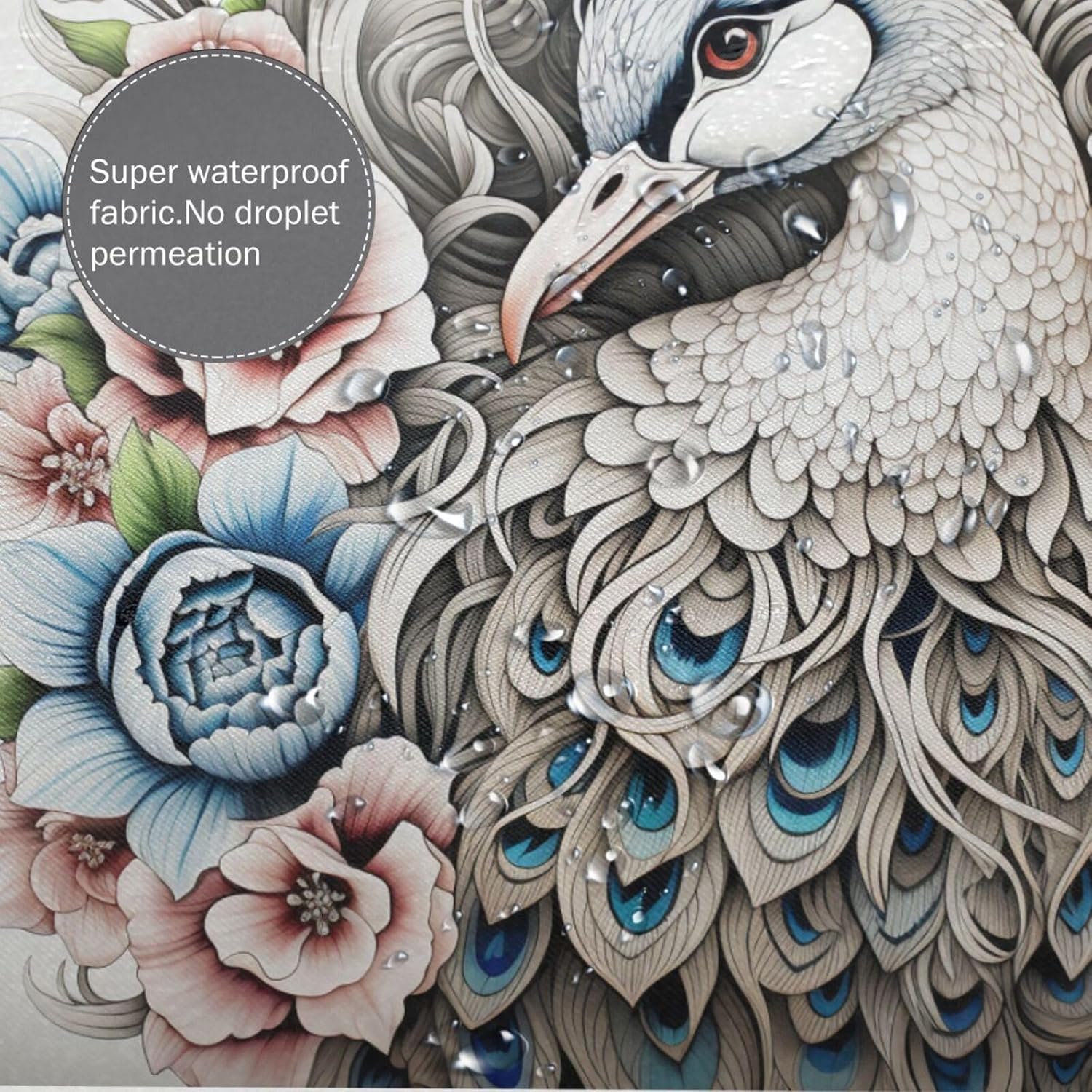 DAOWANGZUO White Peacock Shower Curtain Set