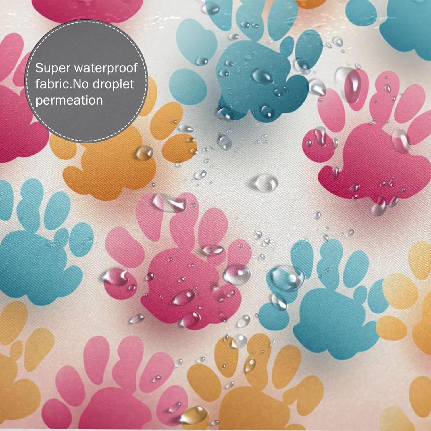 DAOWANGZUO Animal Paw Prints Shower Curtain Set 1