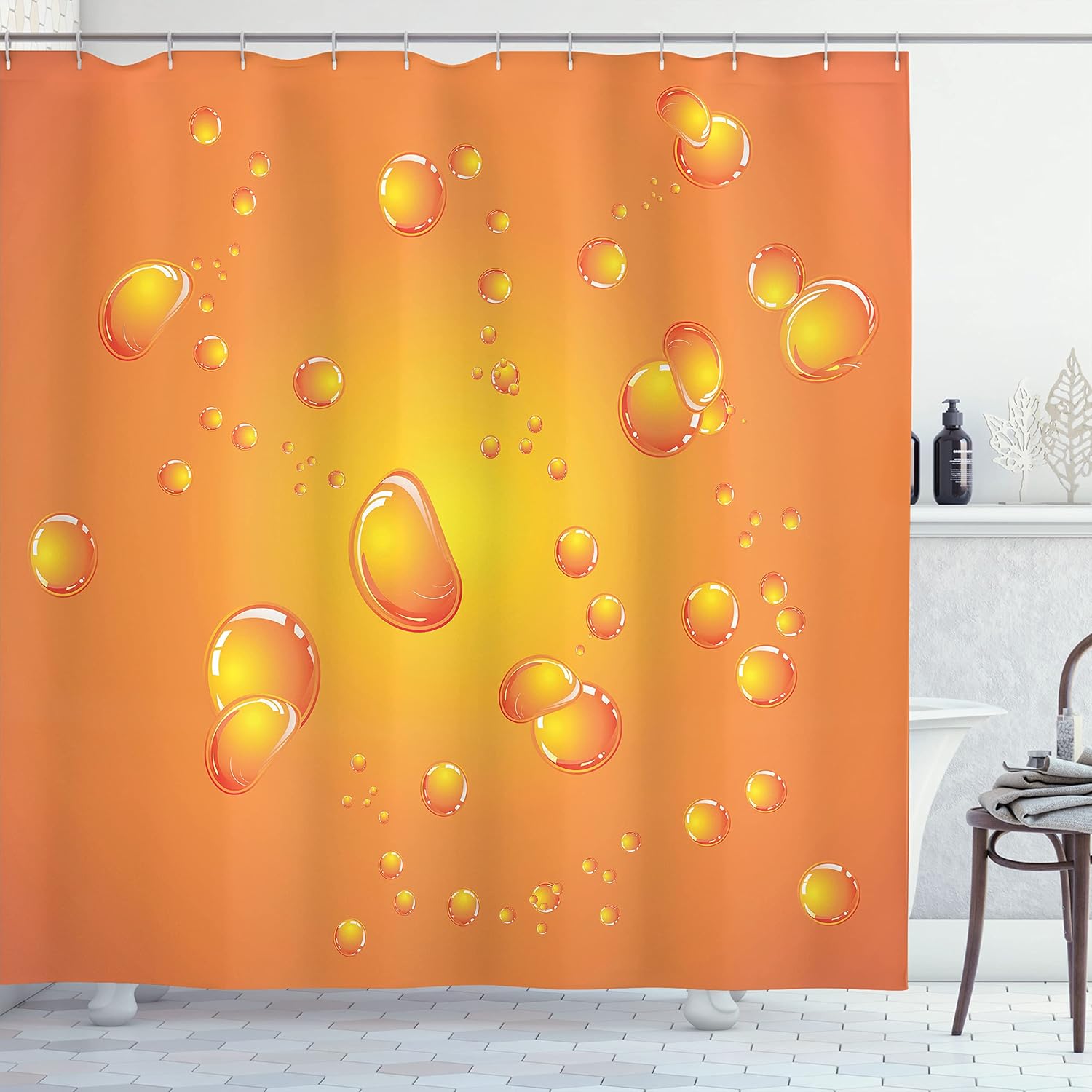 Ambesonne Burnt Orange Shower Curtain Set with Hooks