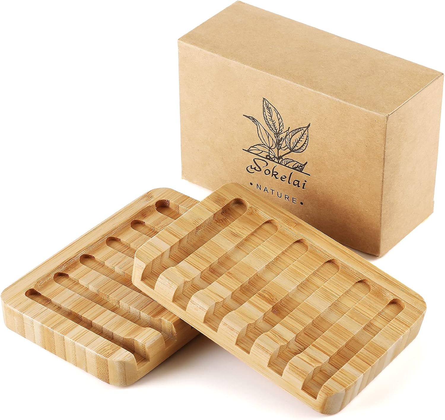 Bamboo Shampoo Bar Holder 2PCS Self Draining Soap Dish