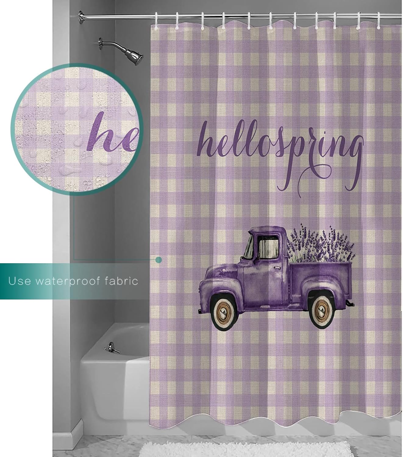 Hello Spring Polyester Shower Curtain 72x84 Inches