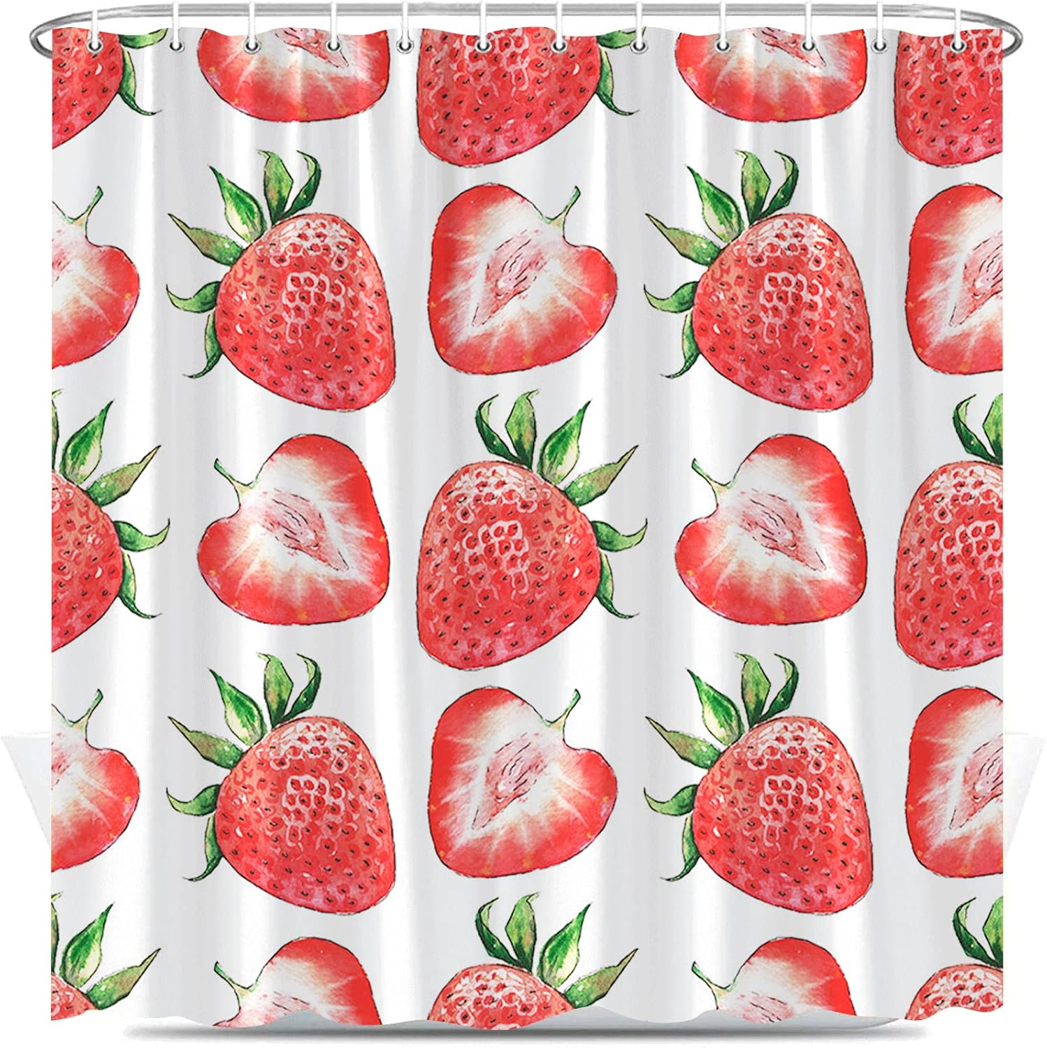 Strawberry Pattern Shower Curtain with Hook 70x60 Inch
