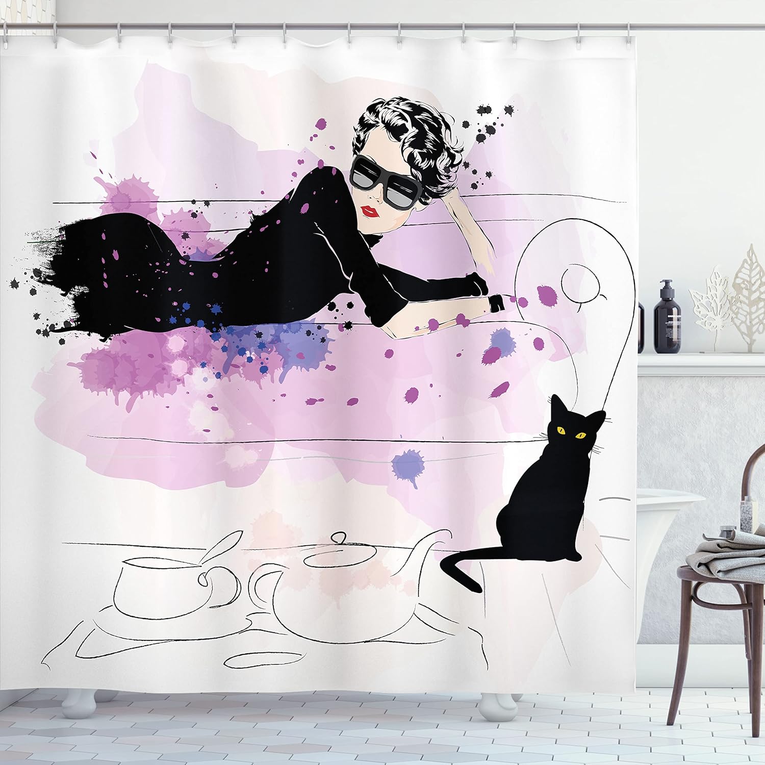 Ambesonne Kitten Shower Curtain with Hooks 69 x 75