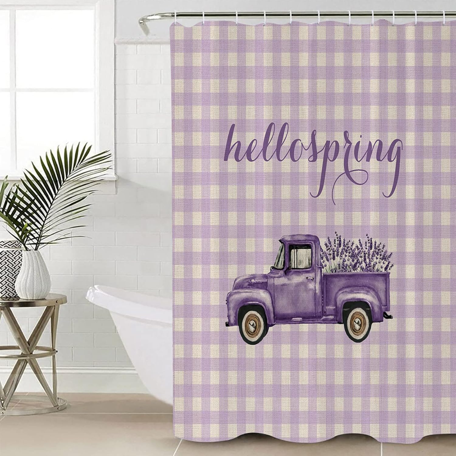Hello Spring Polyester Shower Curtain 72x84 Inches