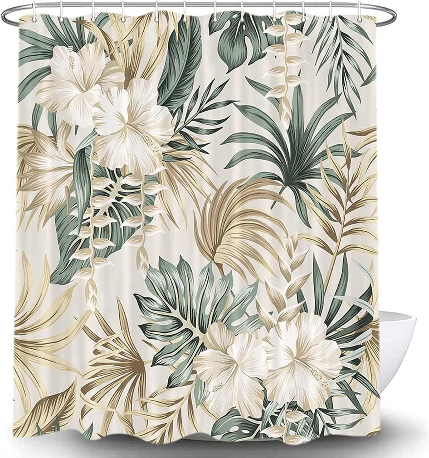 DYNH Tropical Flower Shower Curtain Set