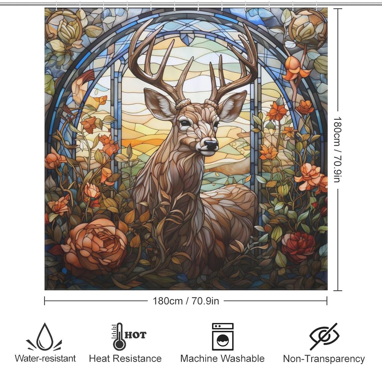 DAOWANGZUO Deer Shower Curtain Set with 12 Hooks