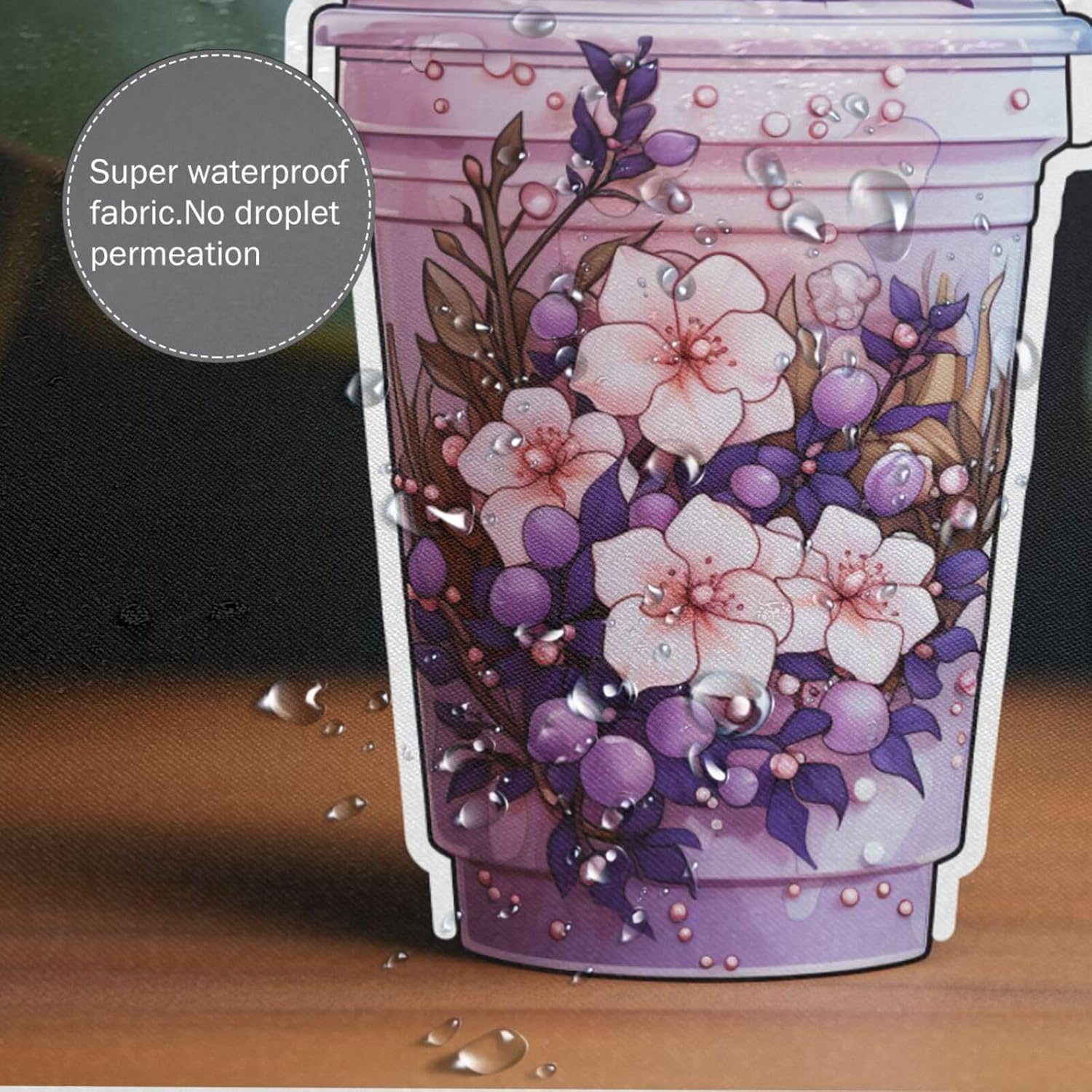 DAOWANGZUO Purple Flower Shower Curtain Set 1