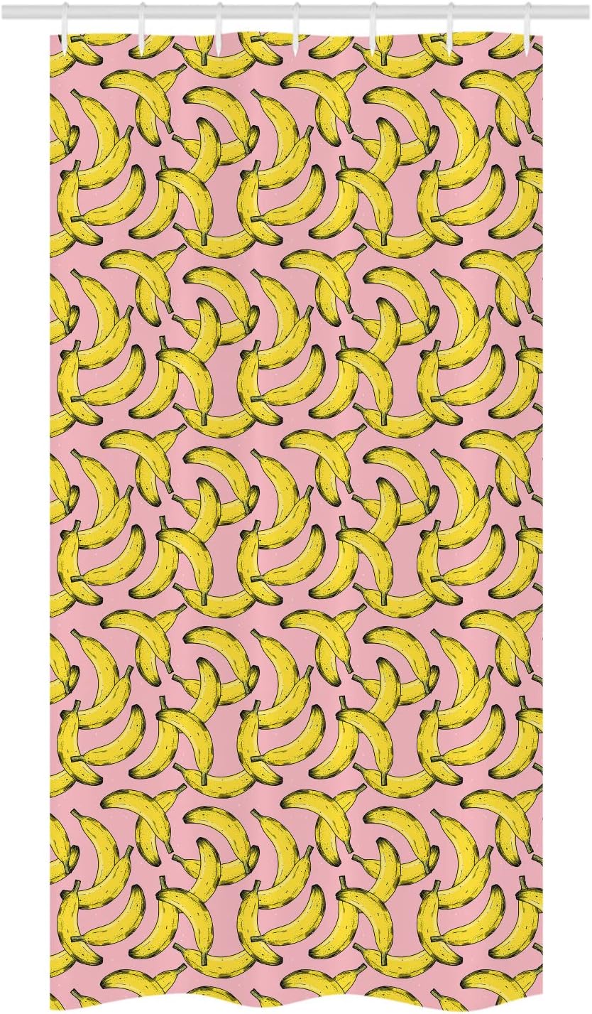 Ambesonne Banana Stall Shower Curtain Set with Hooks Rose Mustard Design