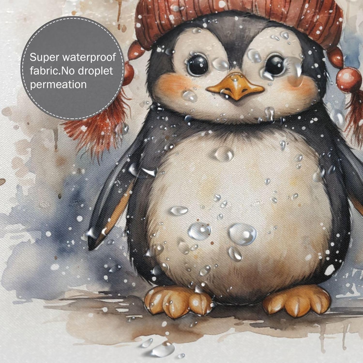 DAOWANGZUO Penguin Shower Curtain Set 72x72in with 12 Hooks
