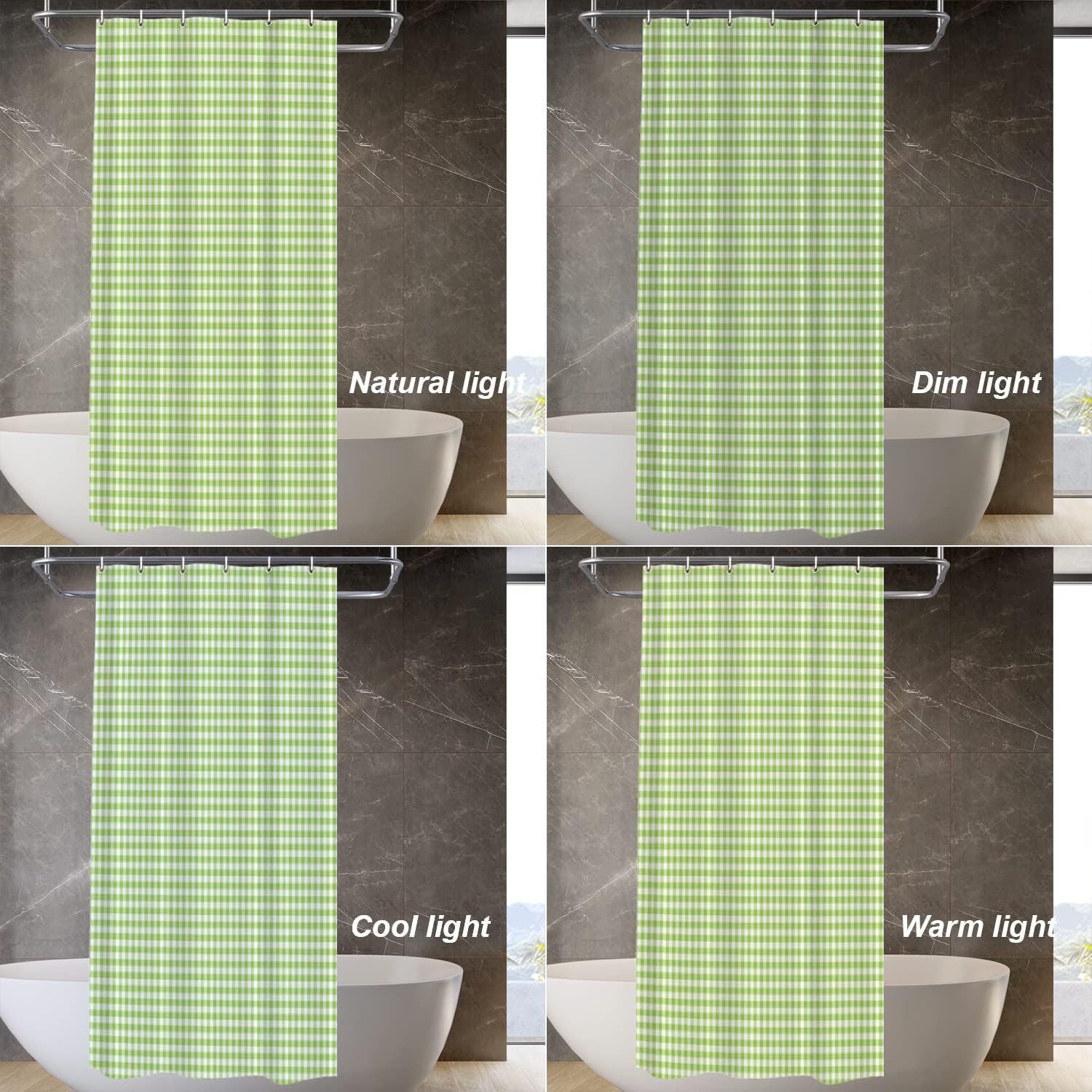 Apple Green Plaid Decor Shower Curtain 36x72 Inch