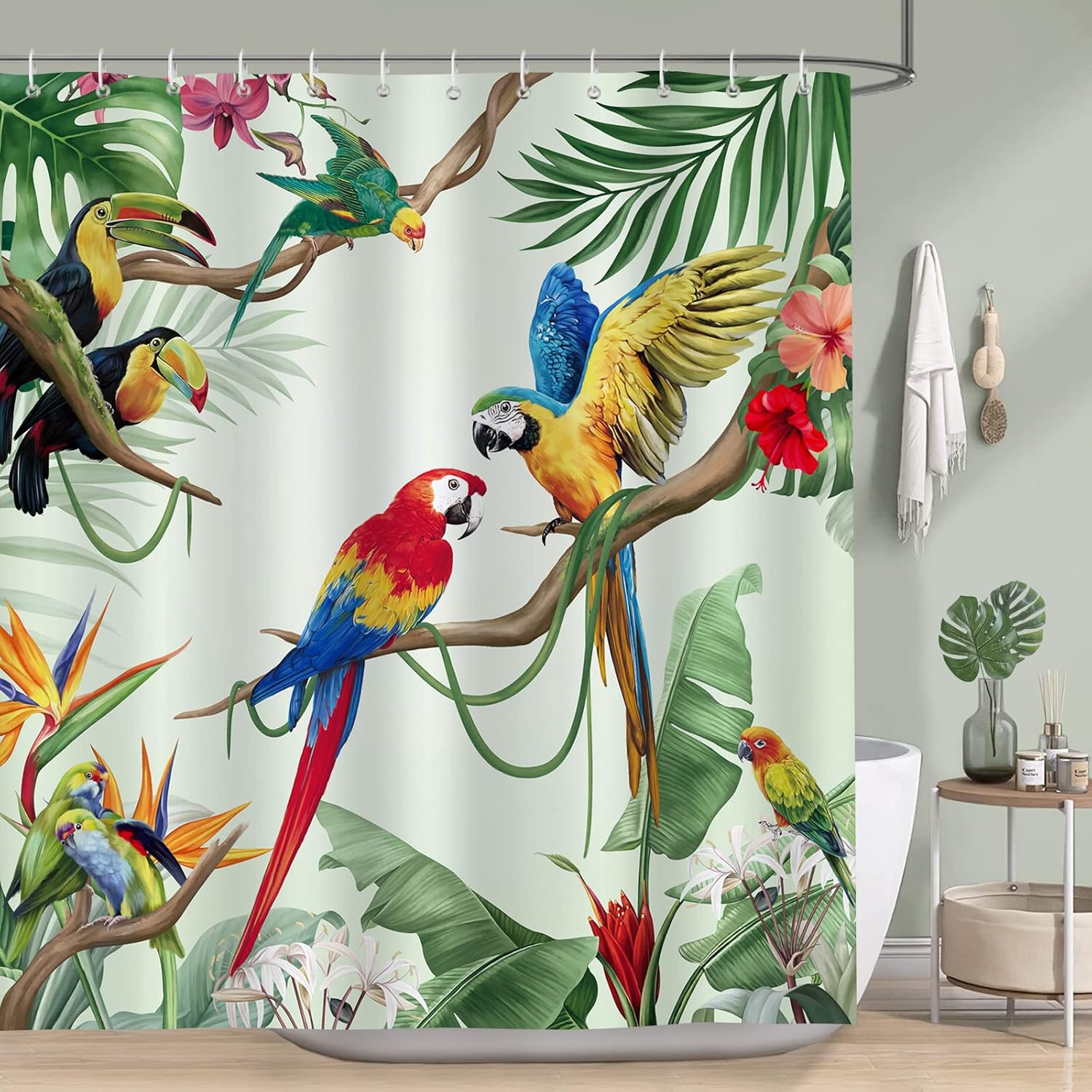 Bonhause Tropical Bird Shower Curtain 72x72 Inch