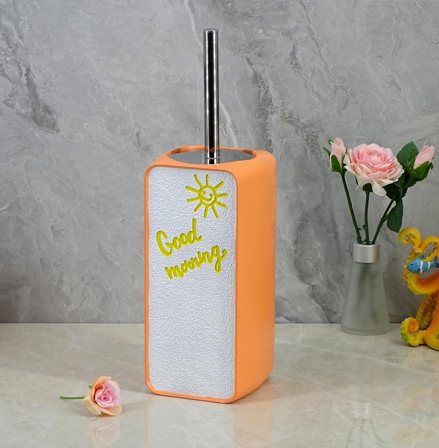 Good Morning with Sunshine Resin Toilet Brush Set