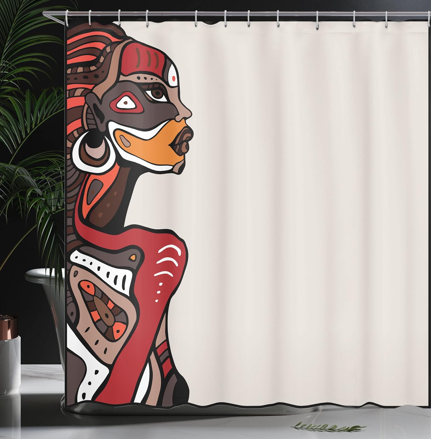 Ambesonne African Shower Curtain with 12 Hooks 69 x 70