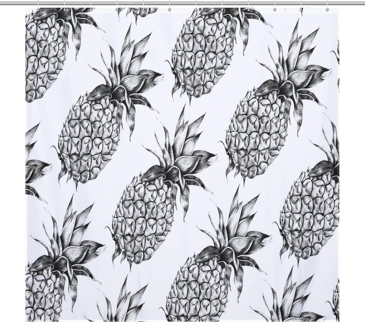 Fruit Pineapple Shower Curtain Set with Hooks 72x72inch