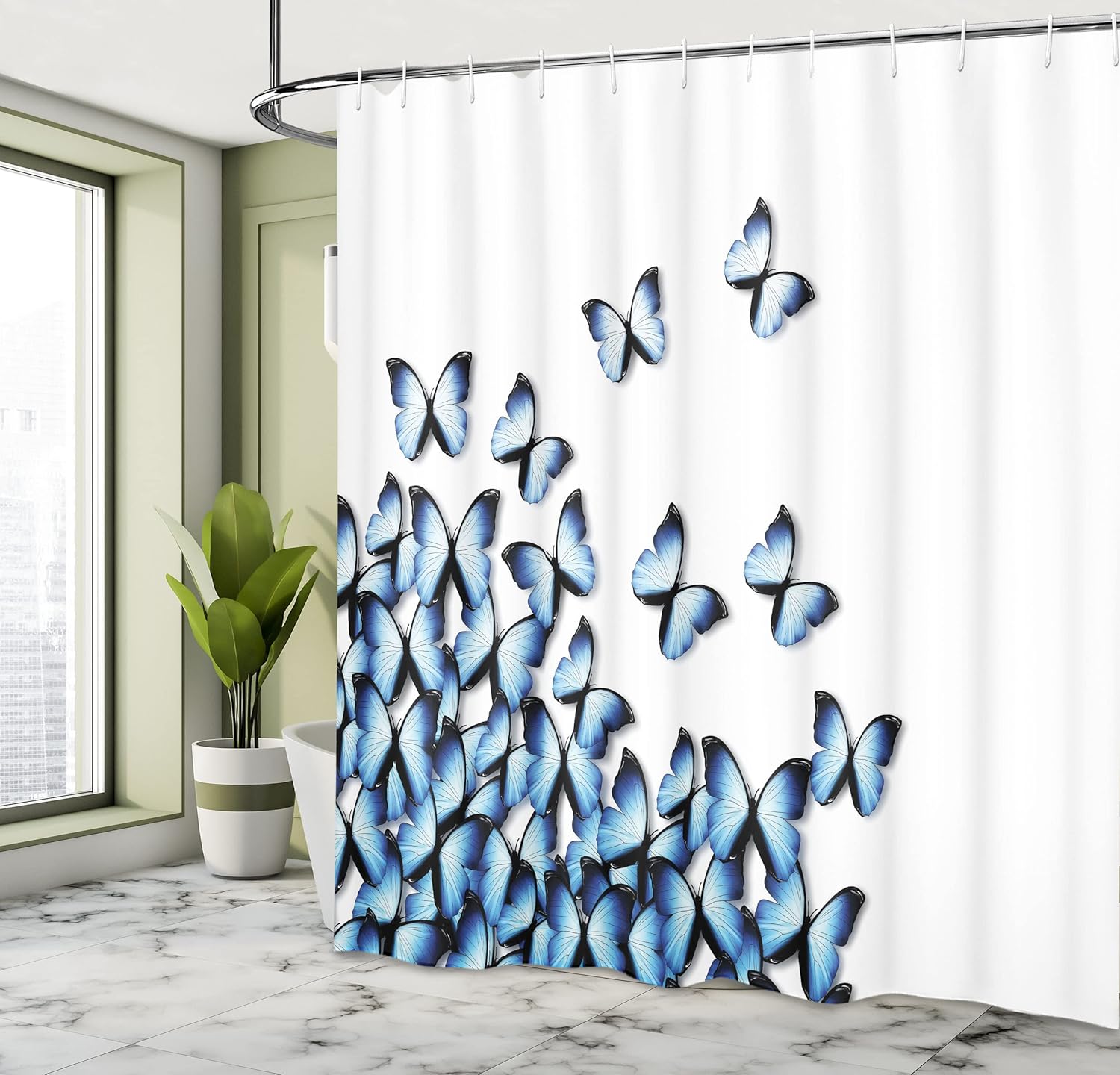 Ambesonne Butterflies Shower Curtain Set with Hooks 1