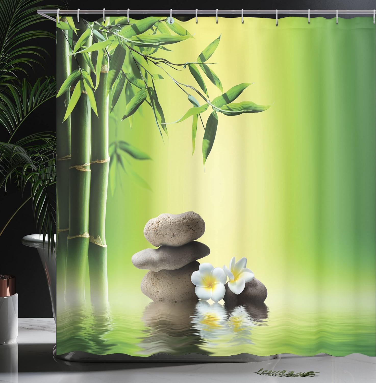 Ambesonne Spa Themed Shower Curtain Set - 69 x 84 Yellow Green