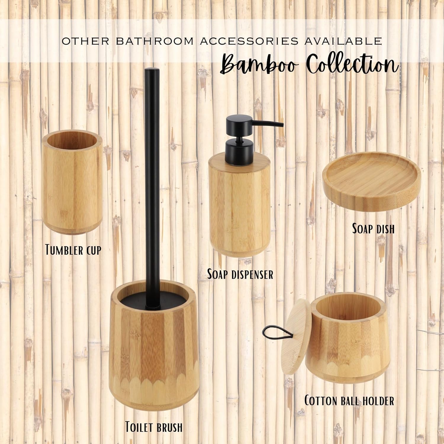 5-Piece Bamboo Bathroom Accessory Set