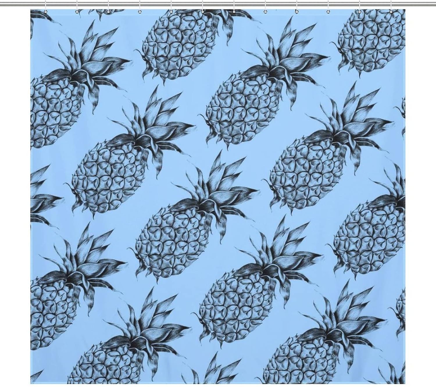 Adorable Pineapple Fruit Shower Curtain Set with Hooks 72x72inch