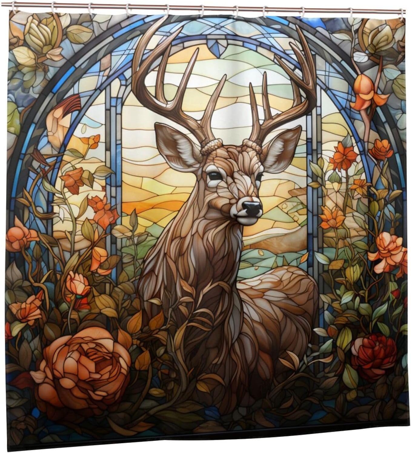DAOWANGZUO Deer Shower Curtain Set with 12 Hooks