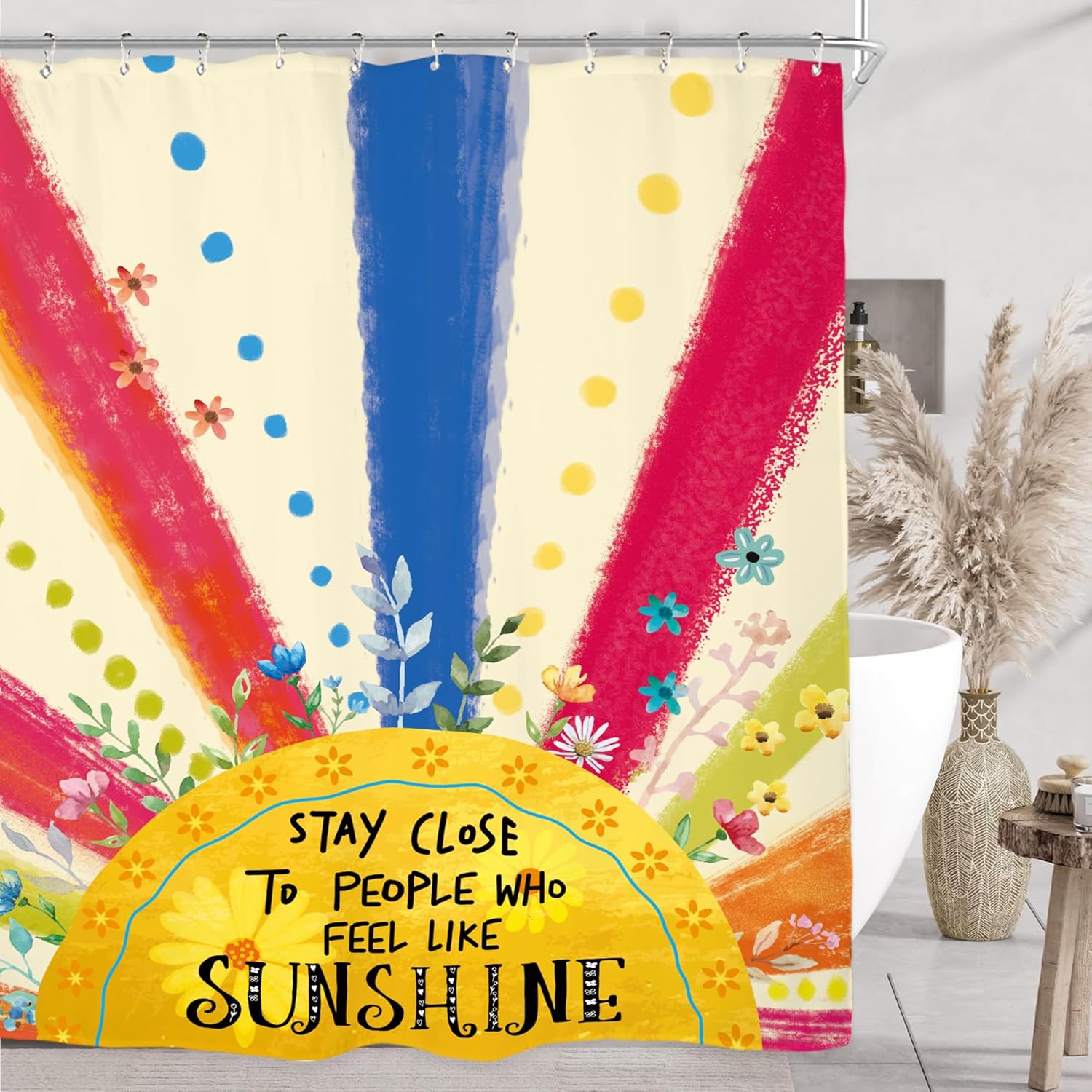 Miyotaa Vibrant Sun Kids Shower Curtain Set