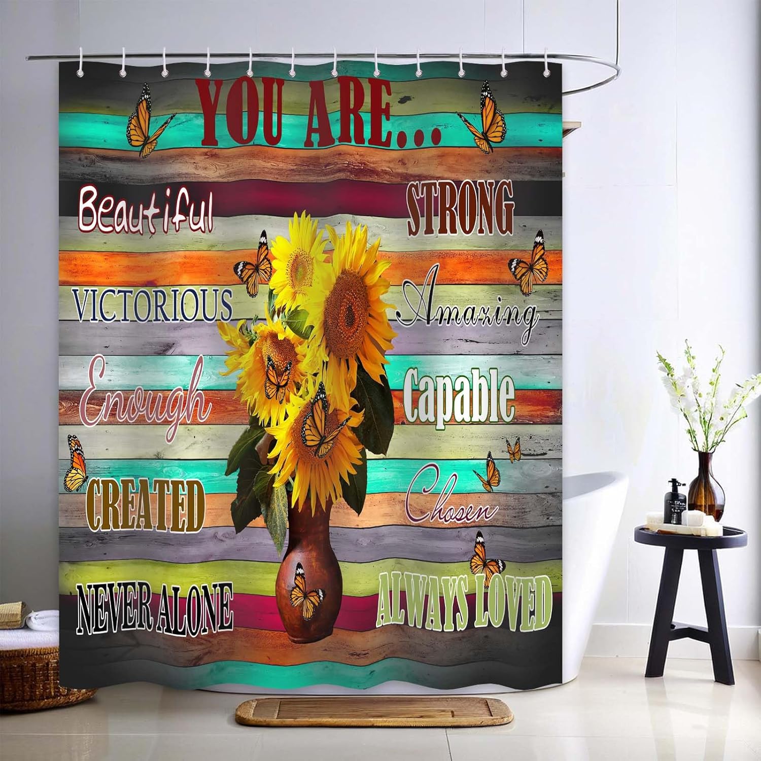 Yieldeer Inspirational Sunflower Shower Curtain