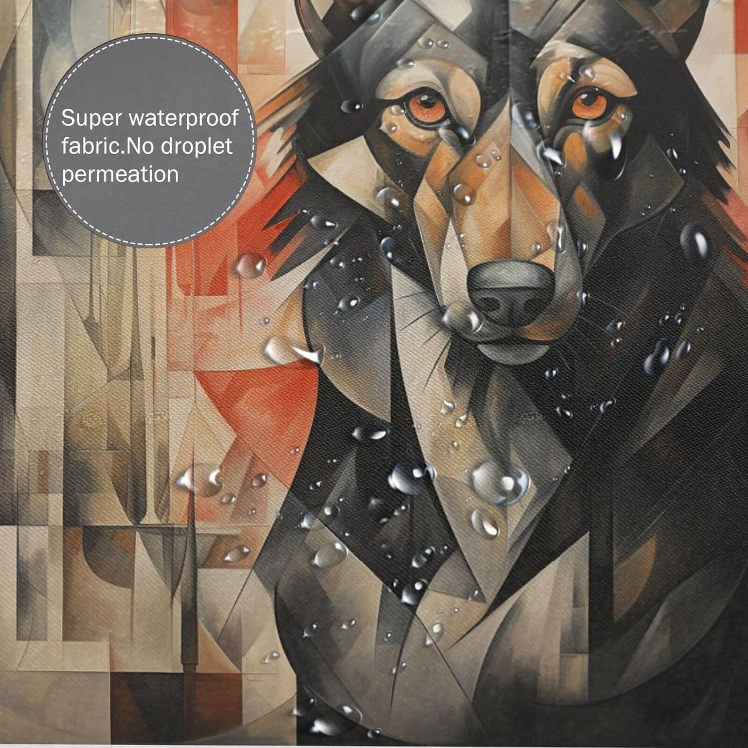 Black Dog Shower Curtain Set with 12 Hooks