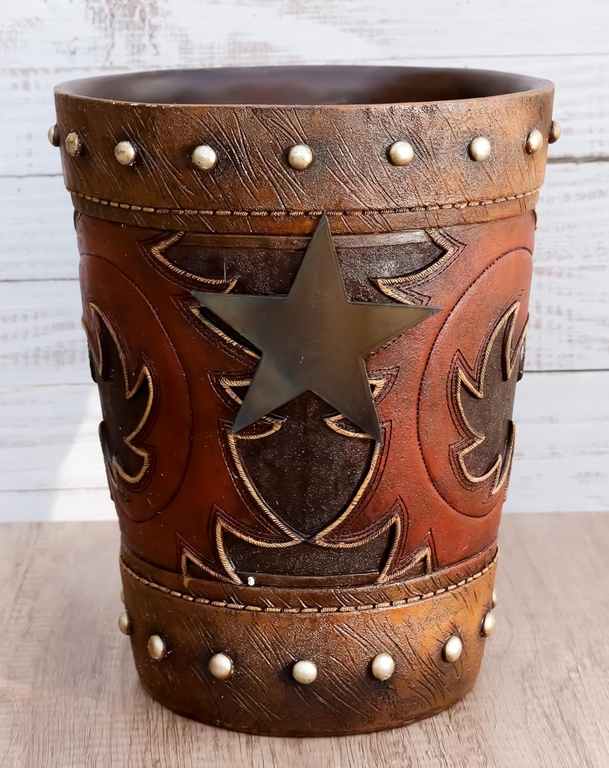 Ebros Gift Western Red Tan Cowboy Toilet Brush Holder