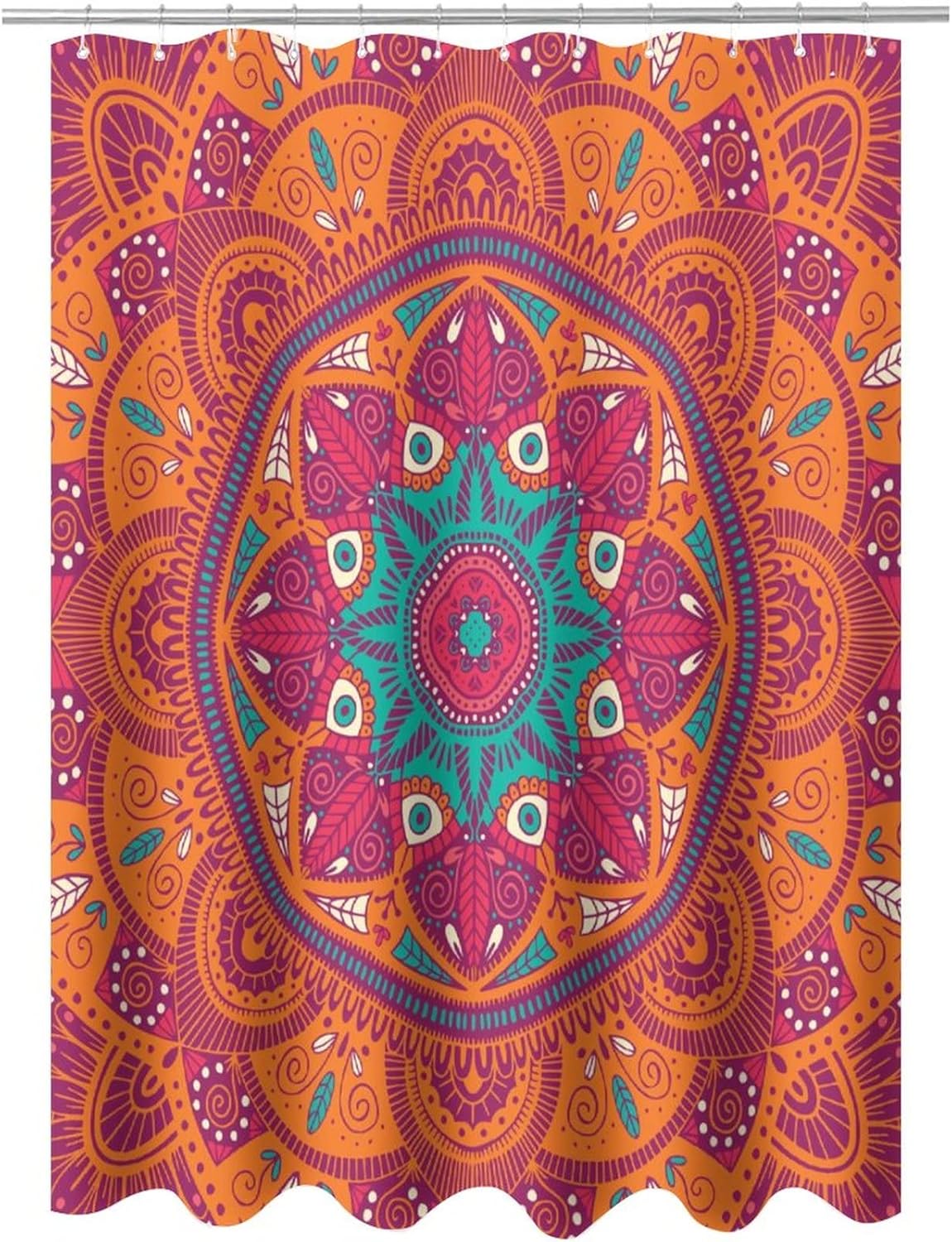 ZhiRain Mandala Shower Curtain Set with 12 Hooks 72x72inch Orange