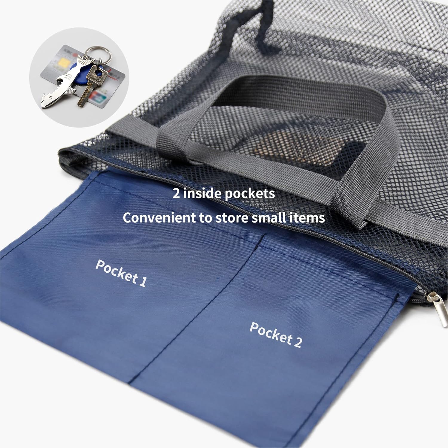 Mesh Shower Caddy Bag with Zipper for Travel and Gym