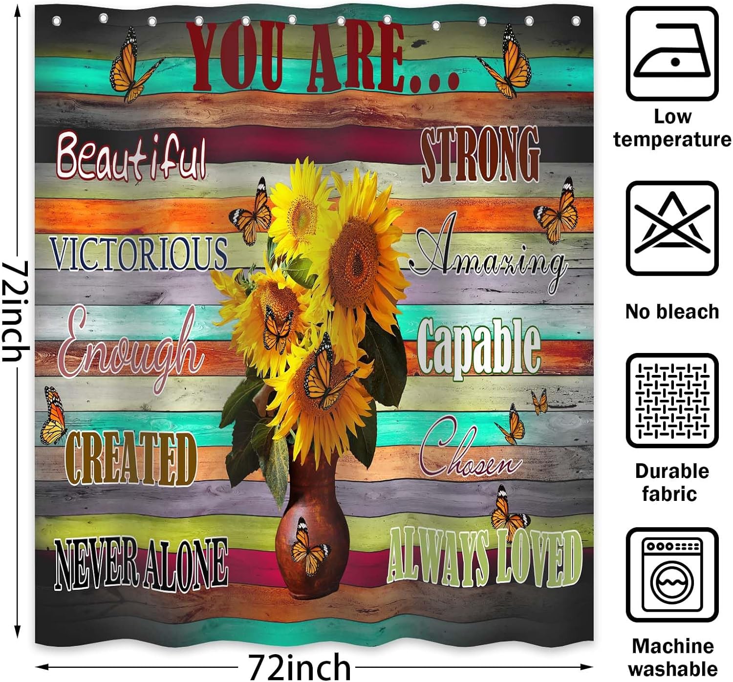 Yieldeer Inspirational Sunflower Shower Curtain